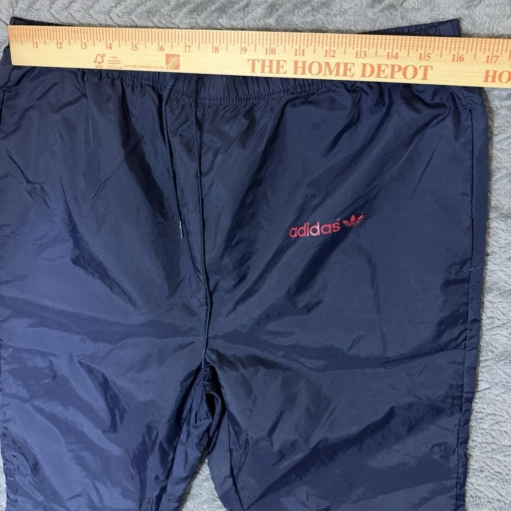 Vtg Adidas Track Pants Men Medium Blue Nylon 80s Lightweight Zipper
